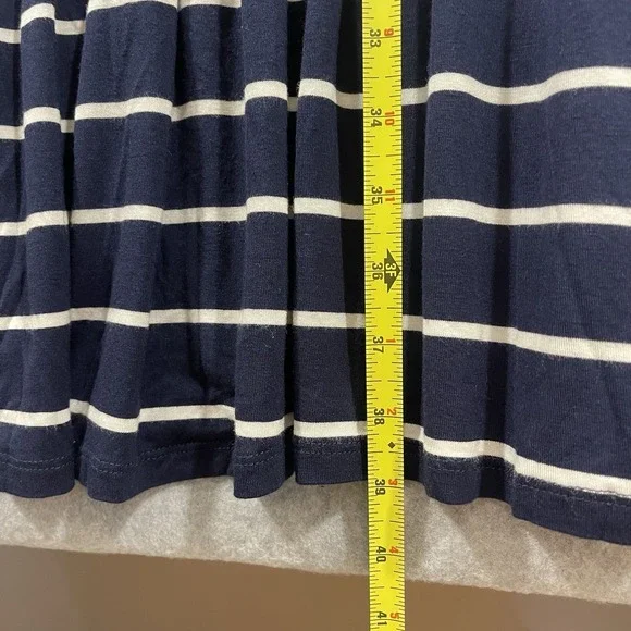 Bobeau Dress Women Large Navy White Midi Short Sleeve Round Neck Elastic Waist‎ - Picture 5 of 8